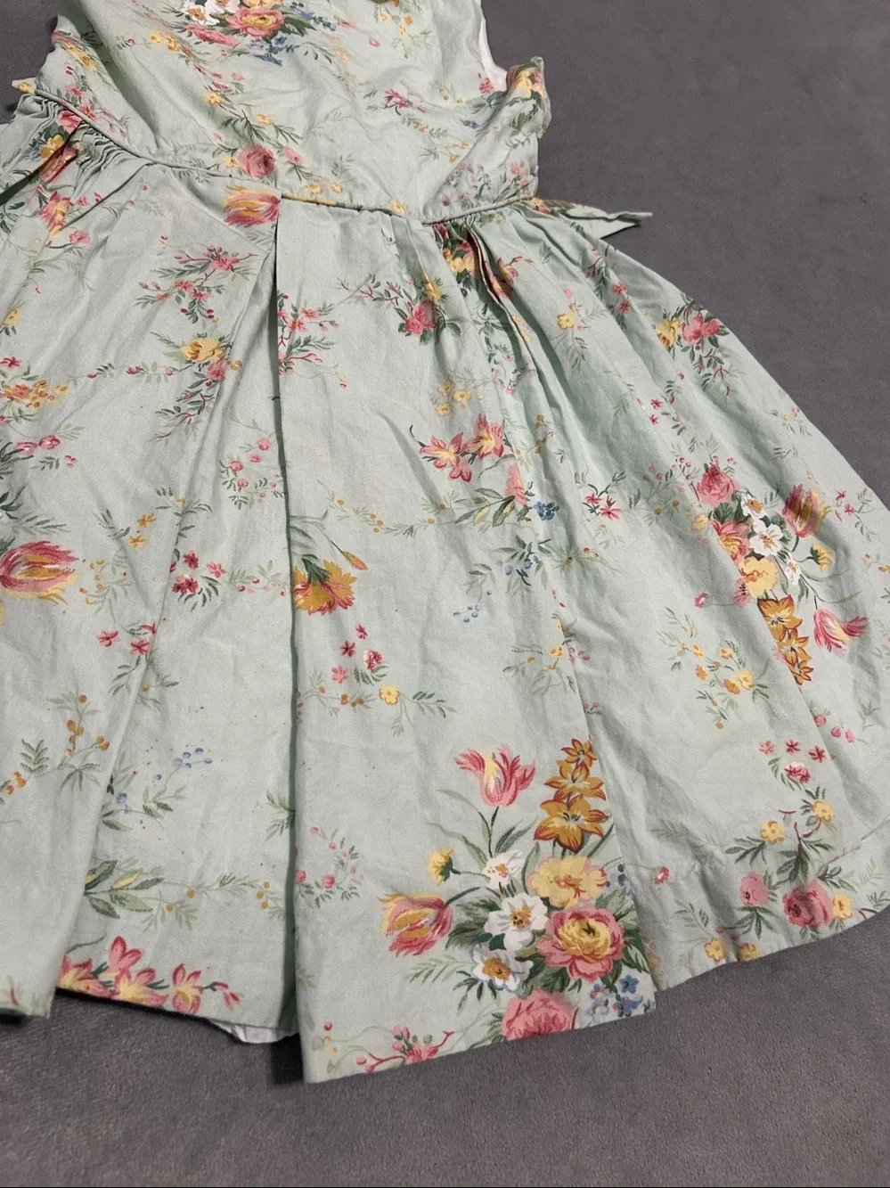 Ralph lauren Classic Floral Mint Girls' Dress with Peter Pan Collar